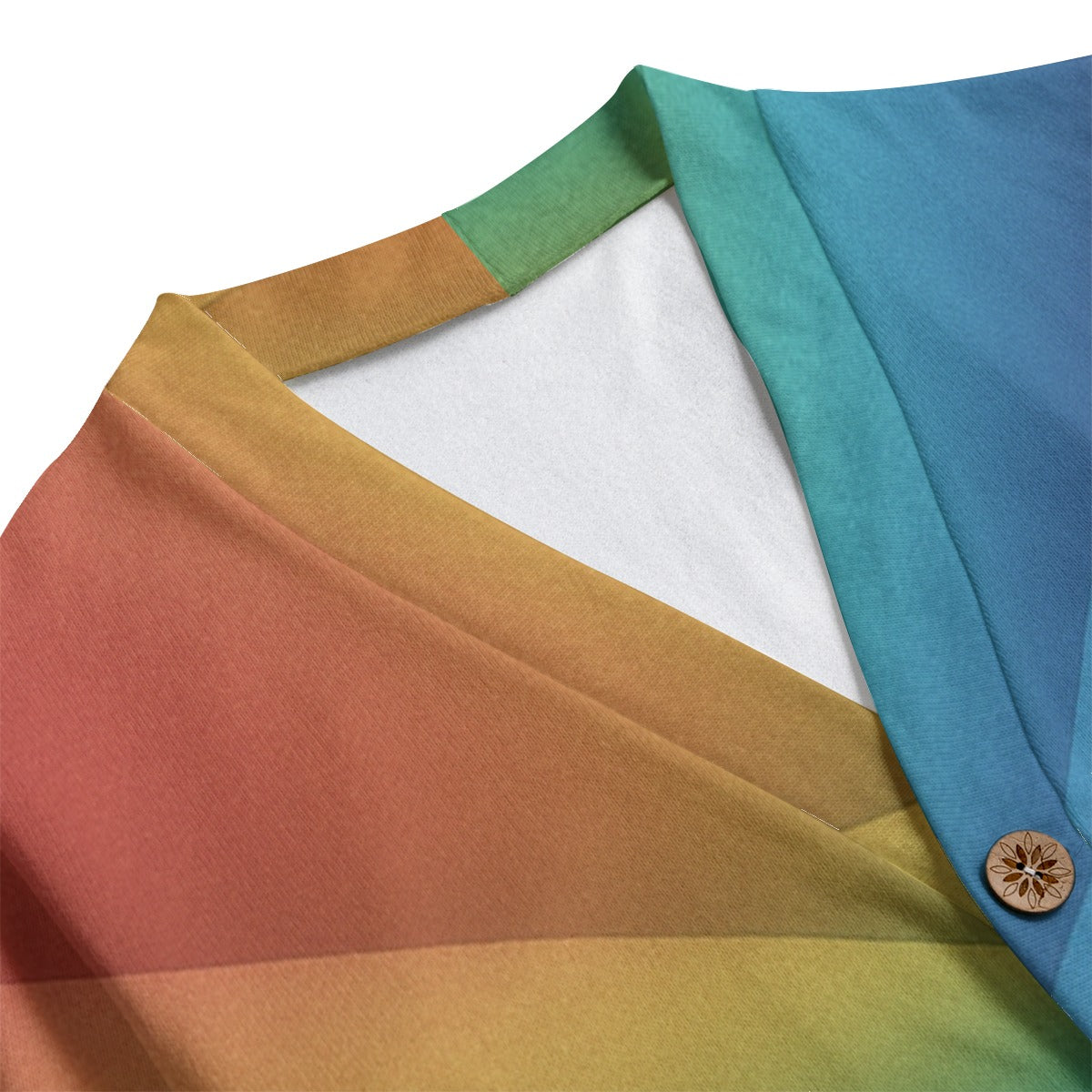 Unisex V-neck Knitted Fleece Cardigan With Button Closure