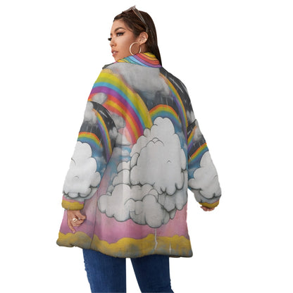 Unisex Borg Fleece Stand-up Collar Coat With Zipper Closure(Plus Size)