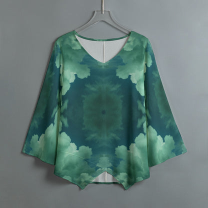 Women's V-neck T-shirt With Irregular Hem