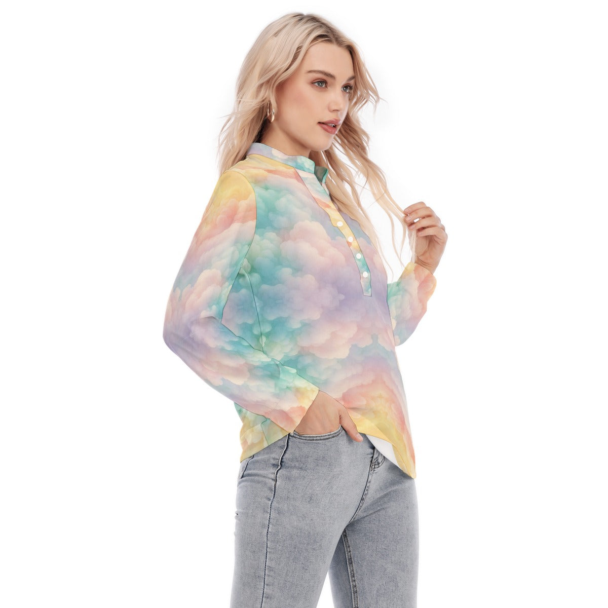 Women's Long Sleeve Blouse With Button Closure