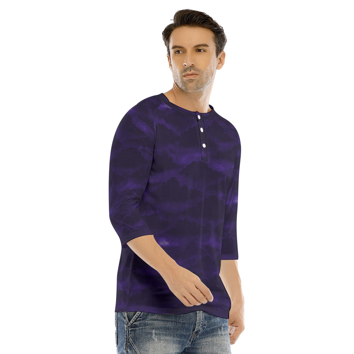 Men's Bracelet Sleeve T-shirt With Button Closure - view 2