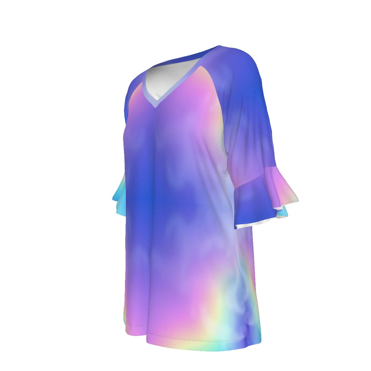 V-neck Women's T-shirt With Bell Sleeve