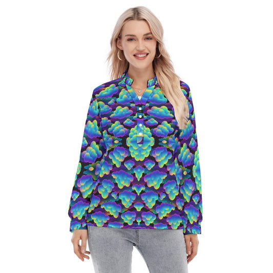 Women's Long Sleeve Blouse With Button Closure