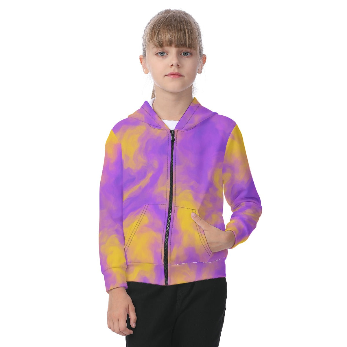 Unisex Kid's Zip-up Hoodie With Patch Pocket