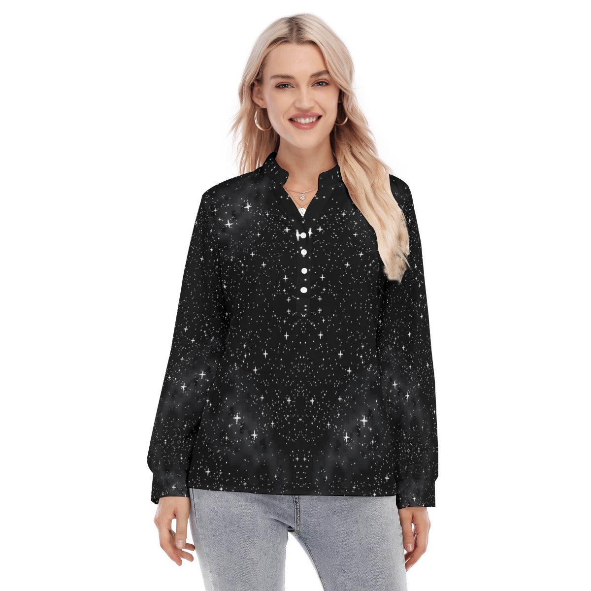 Women's Long Sleeve Blouse With Button Closure