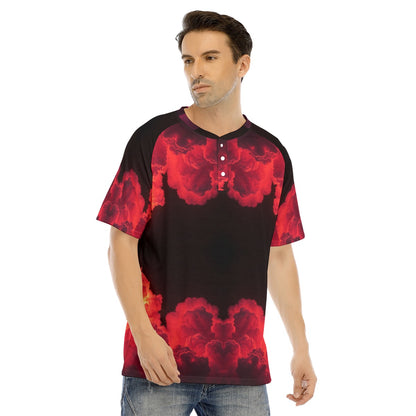 Men's Raglan Sleeve T-shirt With Button Closure
