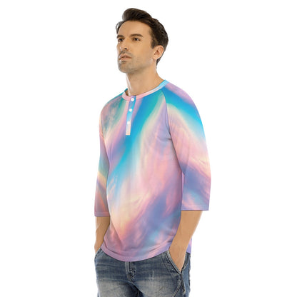 Men's Bracelet Sleeve T-shirt With Button Closure - view 3