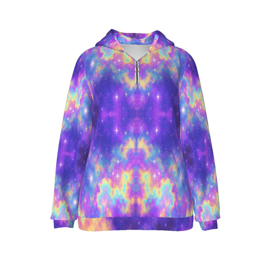 Women's Borg Fleece Hoodie With Half Zip