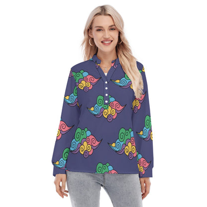 Women's Long Sleeve Blouse With Button Closure