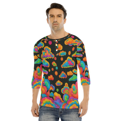 Men's Bracelet Sleeve T-shirt With Button Closure - view 1