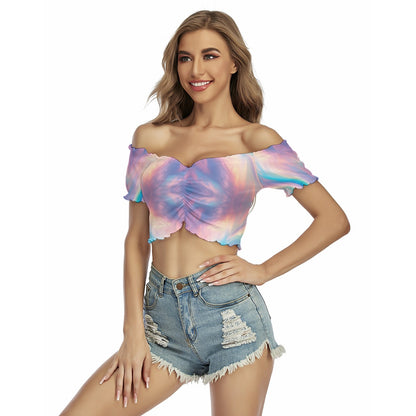 Women's One-shoulder Off-the-navel Short Sleeve T-shirt