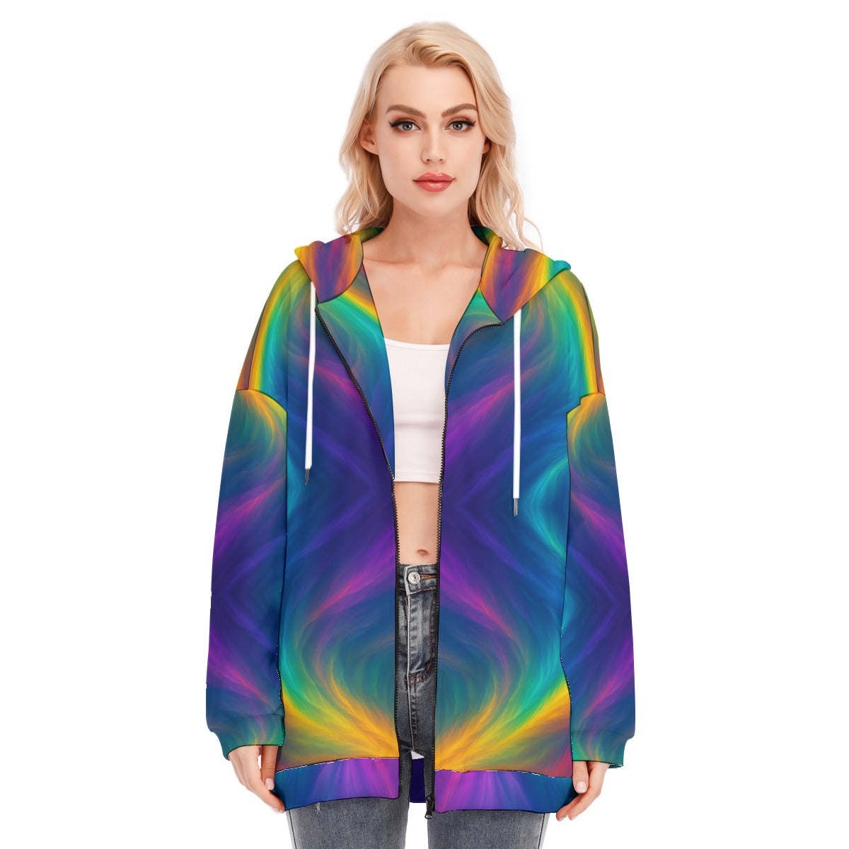 Women's Long Hoodie With Zipper Closure