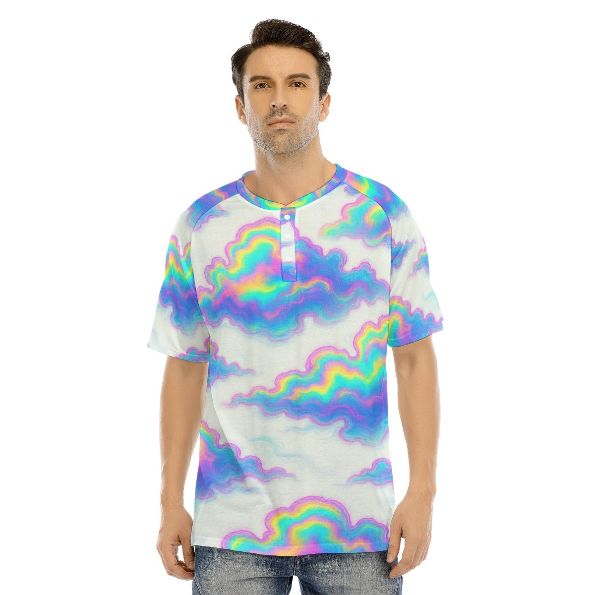 Men's Raglan Sleeve T-shirt With Button Closure