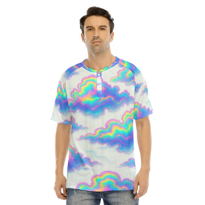 Men's Raglan Sleeve T-shirt With Button Closure