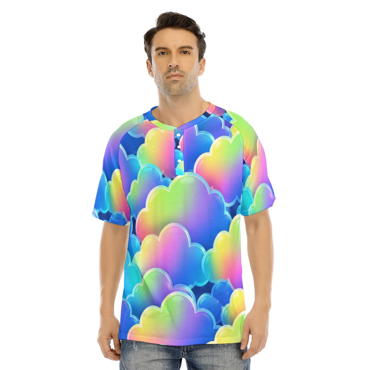 Men's Raglan Sleeve T-shirt With Button Closure