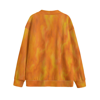 Unisex V-neck Knitted Fleece Cardigan With Button Closure