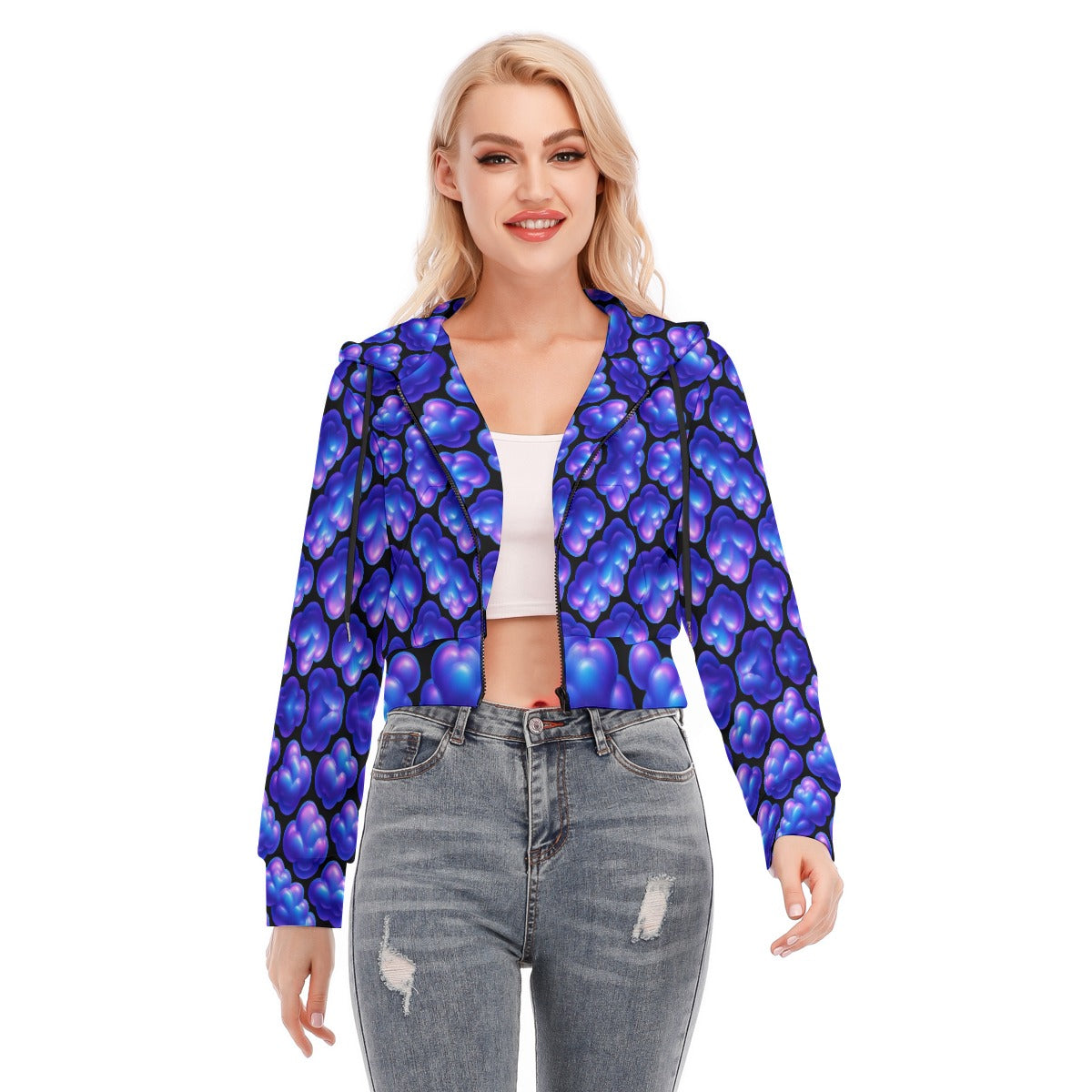 Women's Crop Top Hoodie With Zipper Closure