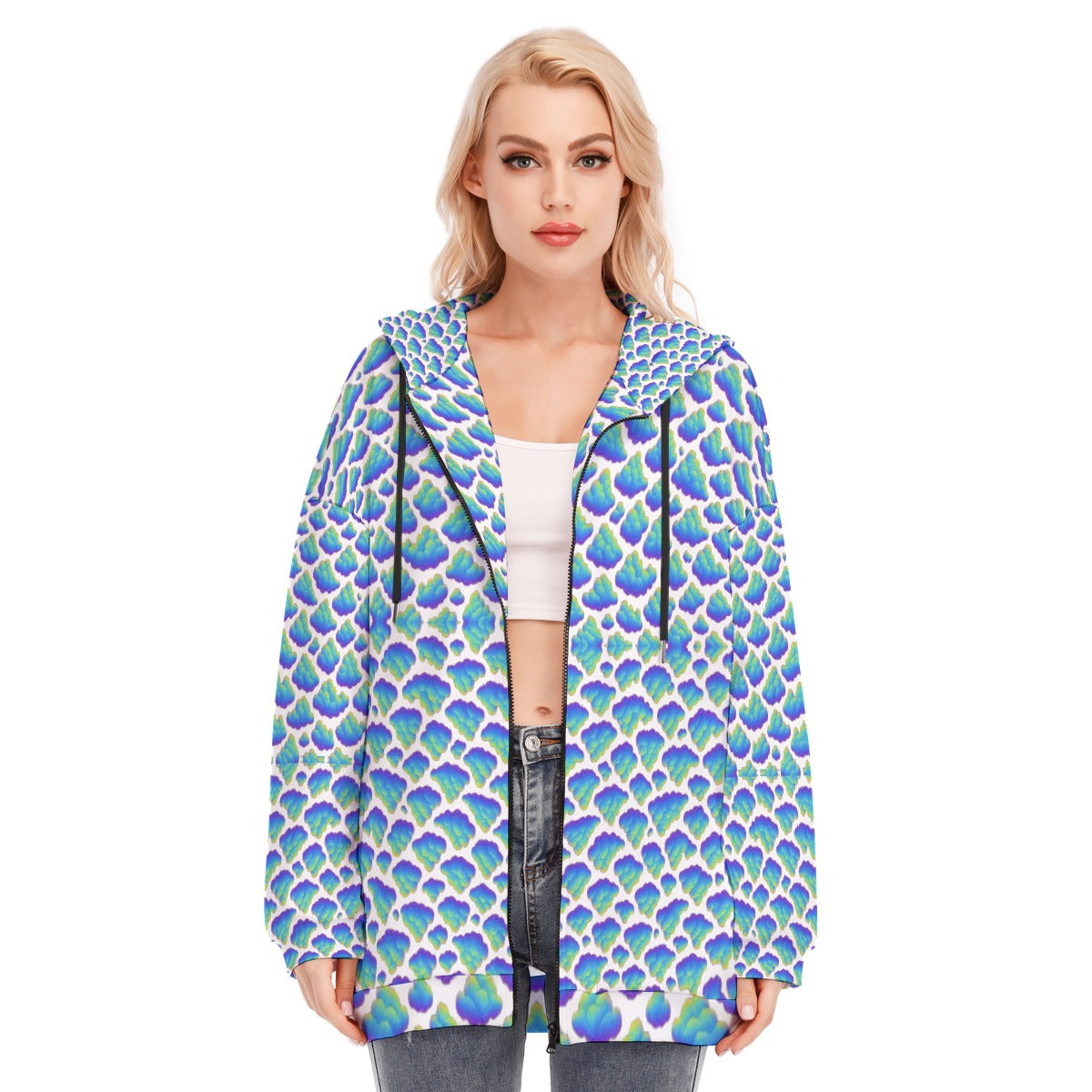 Women's Long Hoodie With Zipper Closure