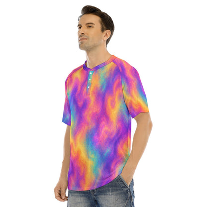 Men's Raglan Sleeve T-shirt With Button Closure