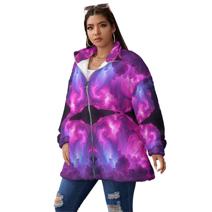 Unisex Borg Fleece Stand-up Collar Coat With Zipper Closure(Plus Size)