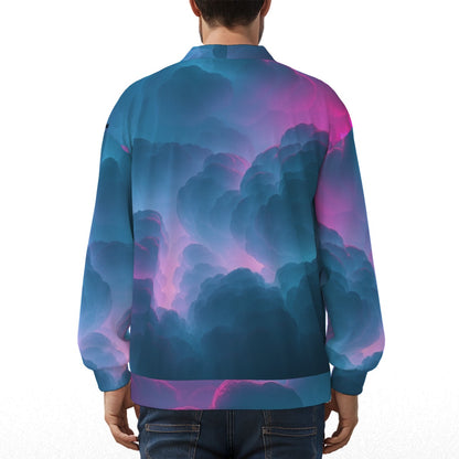 Unisex V-neck Knitted Fleece Cardigan With Button Closure