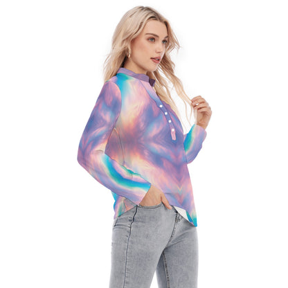 Women's Long Sleeve Blouse With Button Closure