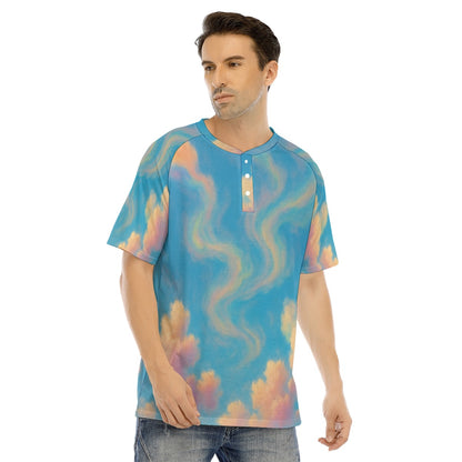 Men's Raglan Sleeve T-shirt With Button Closure