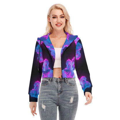 Women's Crop Top Hoodie With Zipper Closure