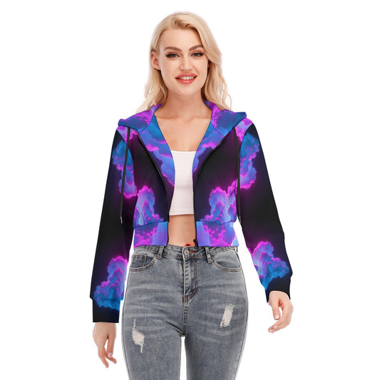 Women's Crop Top Hoodie With Zipper Closure