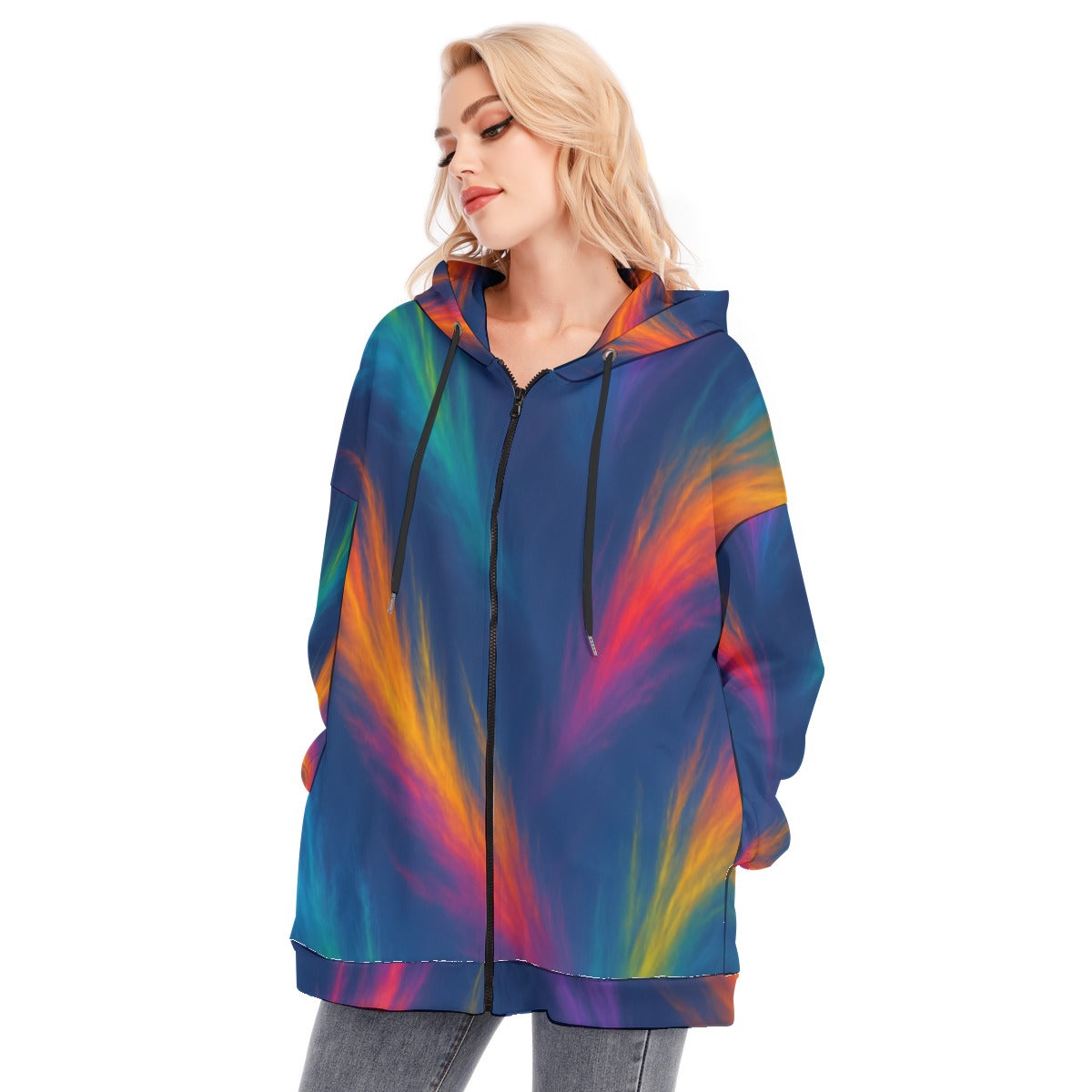 Women's Long Hoodie With Zipper Closure