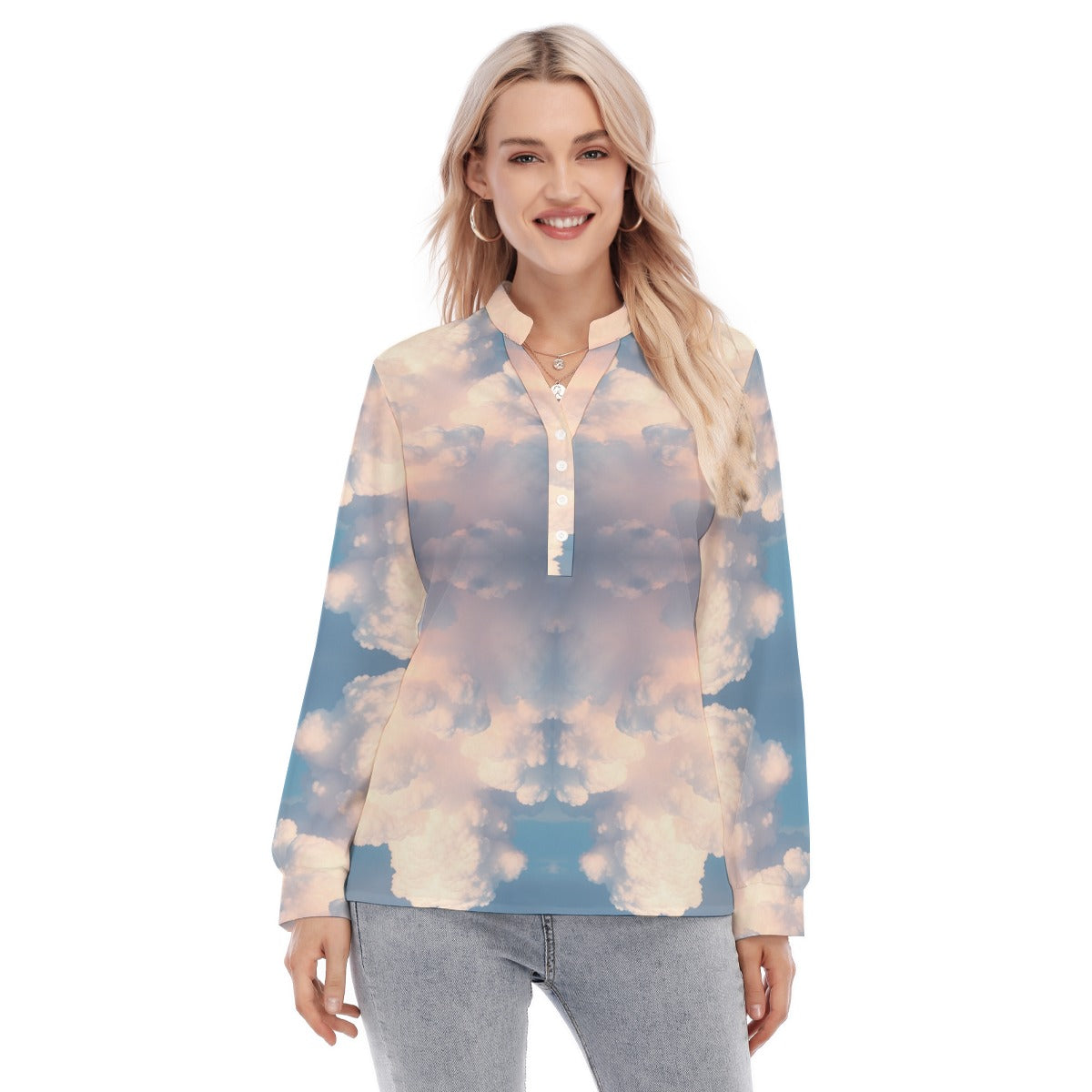 Women's Long Sleeve Blouse With Button Closure