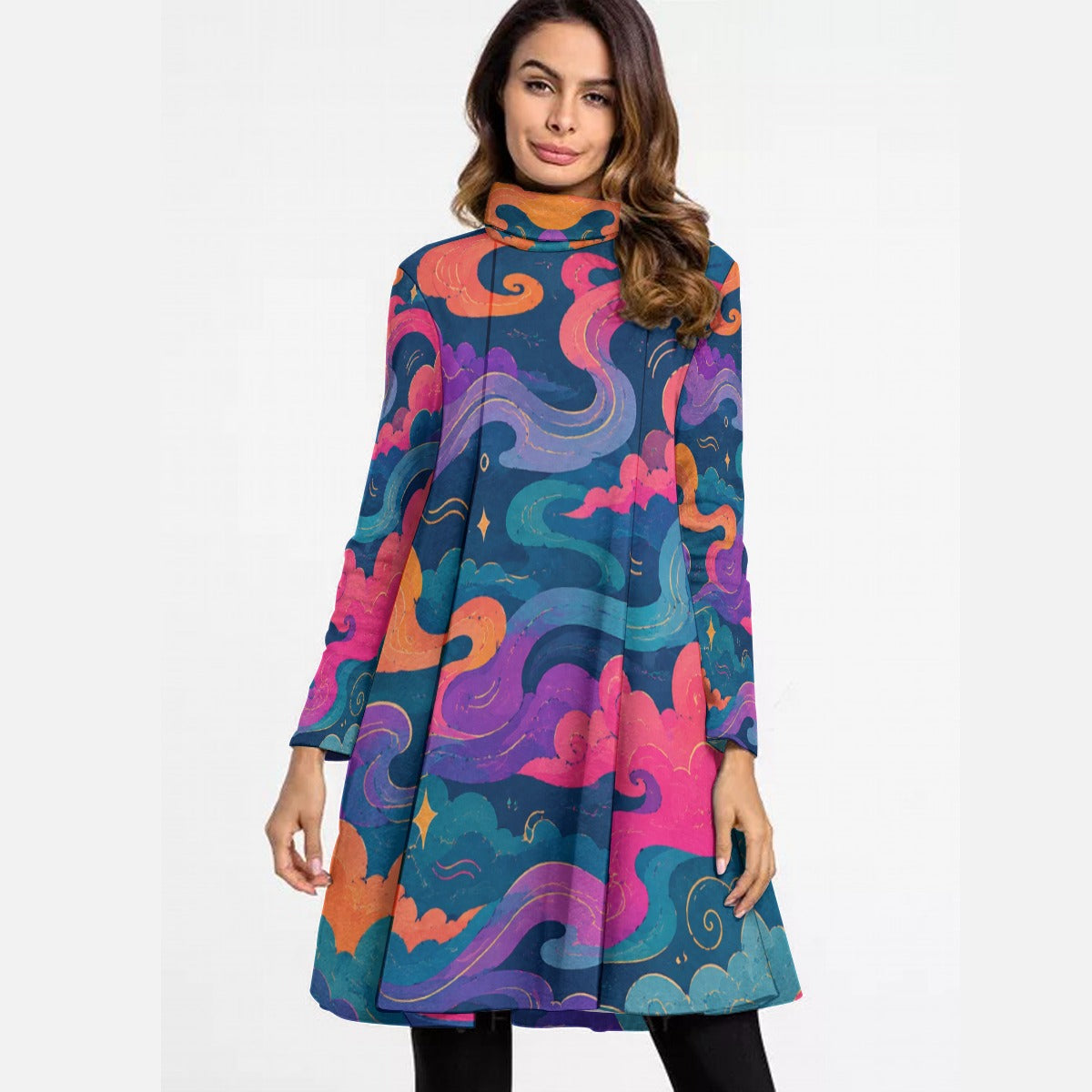 Women's High Neck Dress With Long Sleeve by O’Nimbus