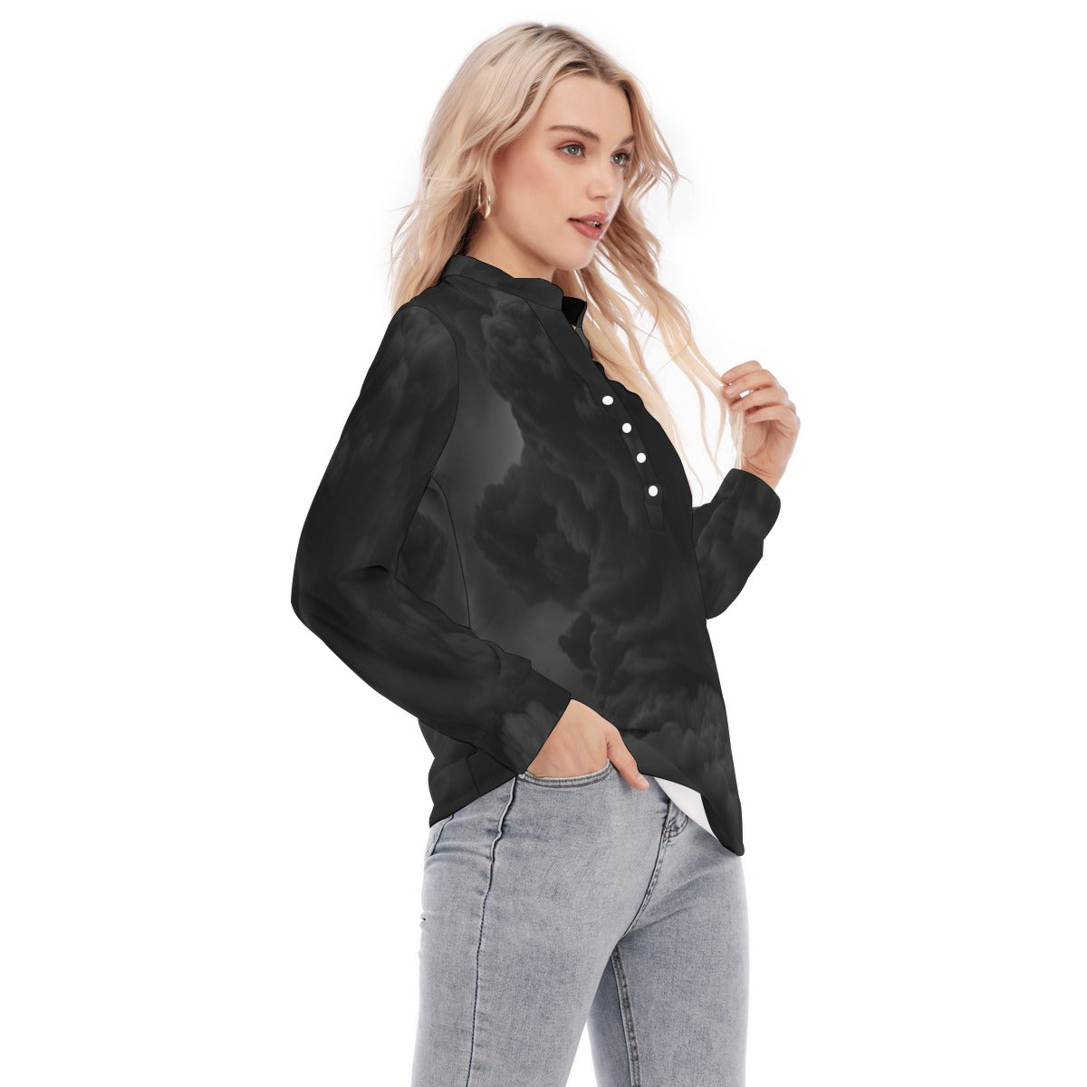 Women's Long Sleeve Blouse With Button Closure
