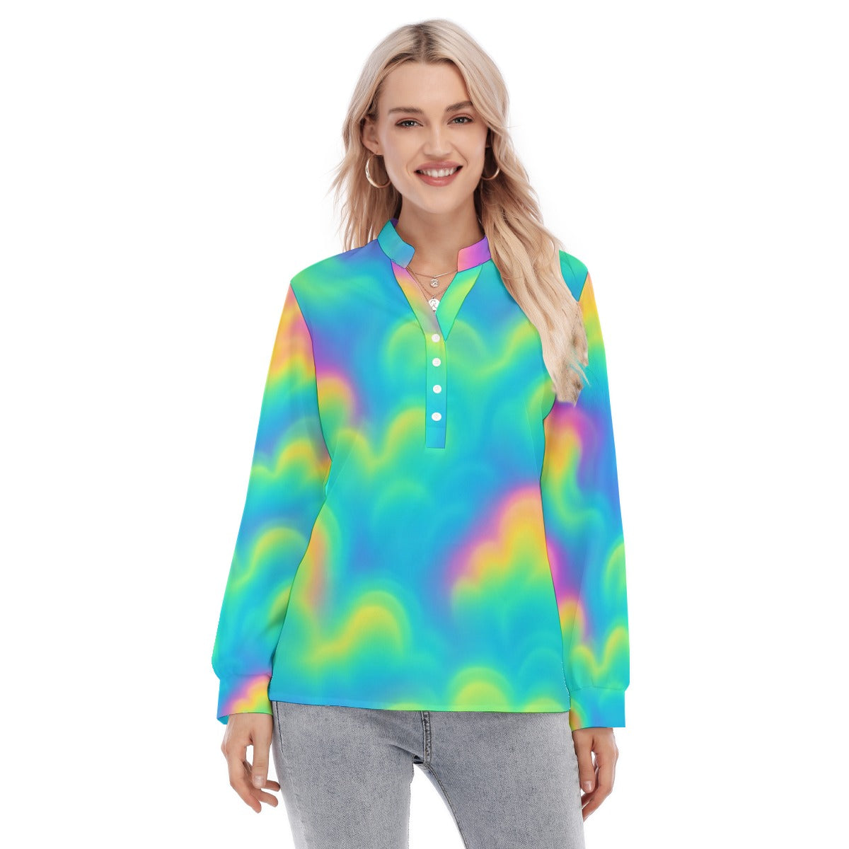 Women's Long Sleeve Blouse With Button Closure