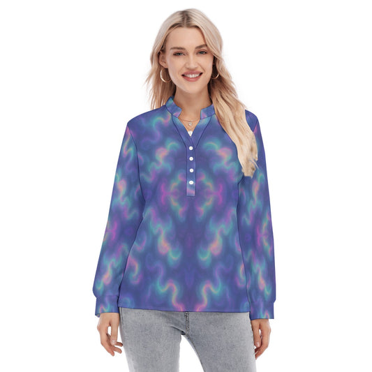 Women's Long Sleeve Blouse With Button Closure