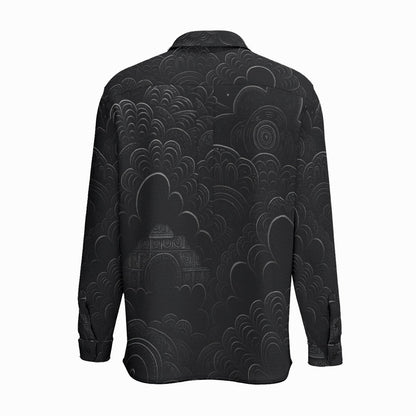 Men's Business Lapel Long Sleeve Shirt With Pocket|110GSM Imitation Flax