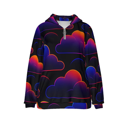 Women's Borg Fleece Hoodie With Half Zip