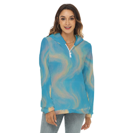 Women's Borg Fleece Hoodie With Half Zip