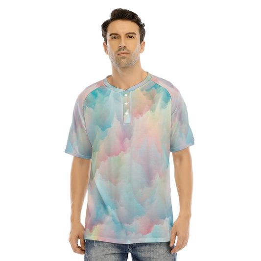 Men's Raglan Sleeve T-shirt With Button Closure