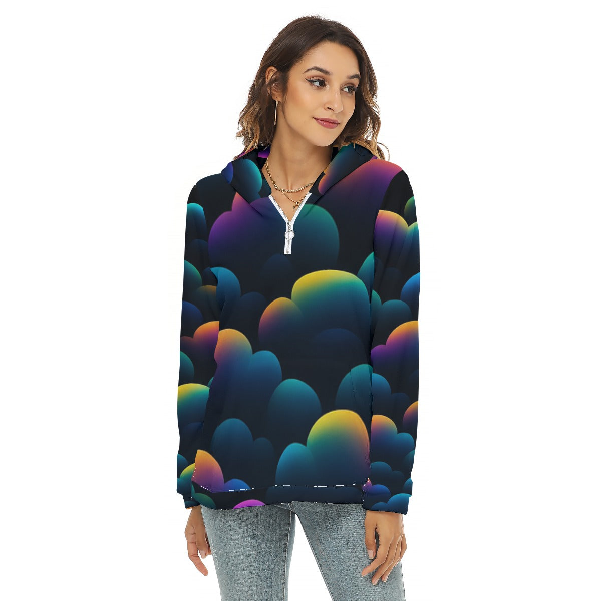 Women's Borg Fleece Hoodie With Half Zip