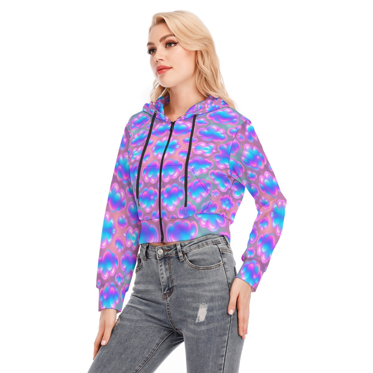 Women's Crop Top Hoodie With Zipper Closure