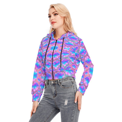 Women's Crop Top Hoodie With Zipper Closure