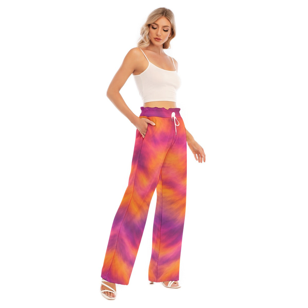 Women's Waist Fungus Edge Wide-leg Pants