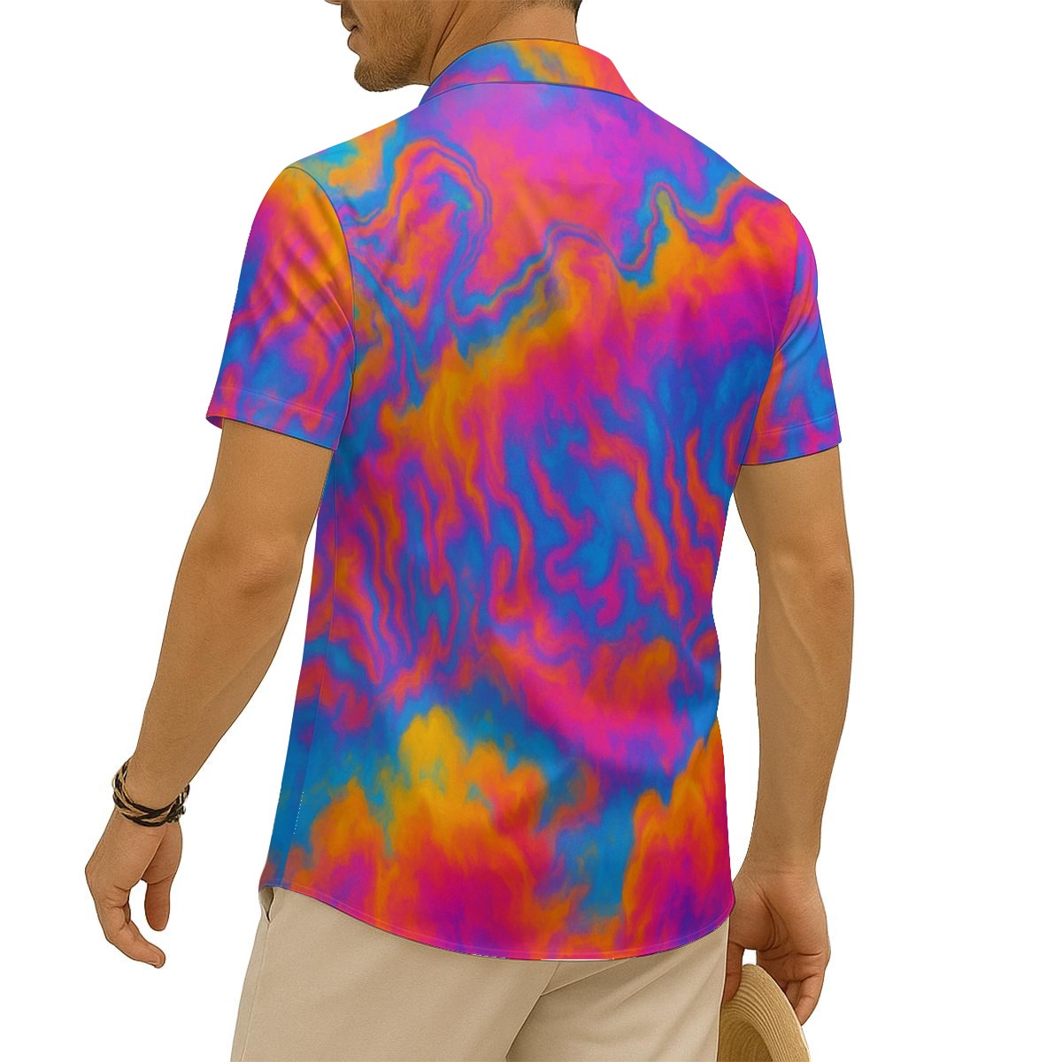 Men's Imitation Silk Short-Sleeved Shirt