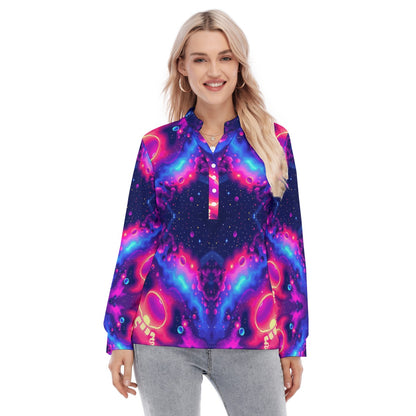 Women's Long Sleeve Blouse With Button Closure