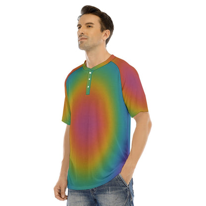 Men's Raglan Sleeve T-shirt With Button Closure