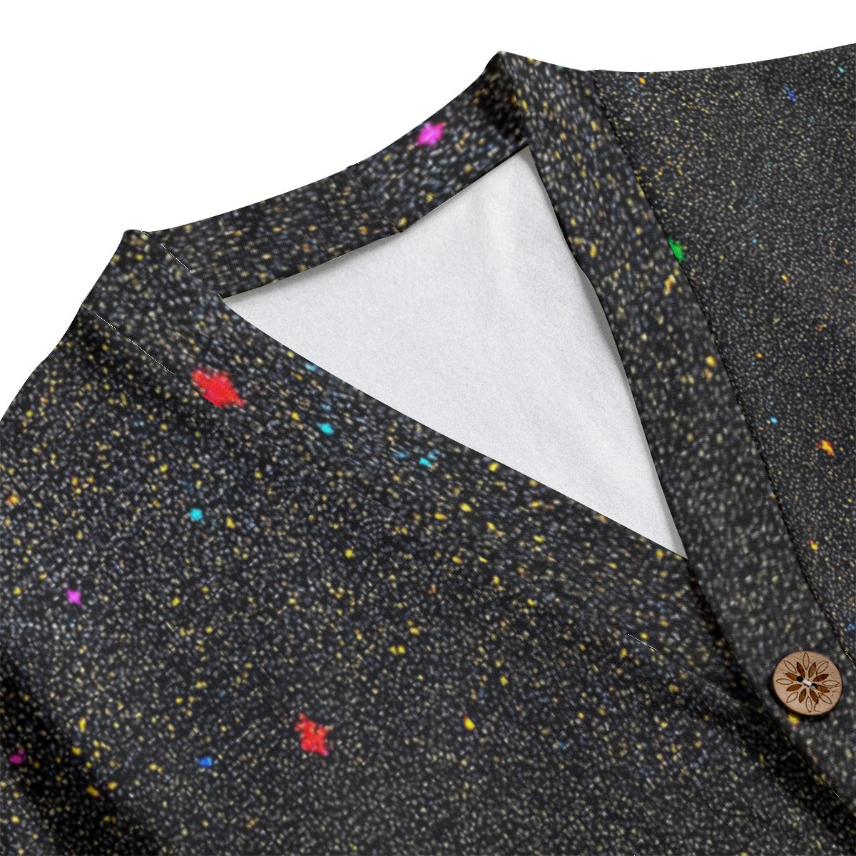 Unisex V-neck Knitted Fleece Cardigan With Button Closure