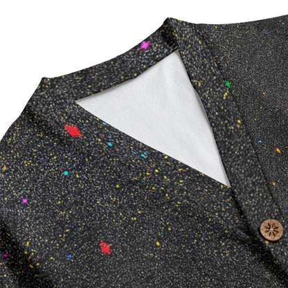 Unisex V-neck Knitted Fleece Cardigan With Button Closure