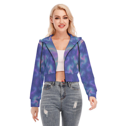 Women's Crop Top Hoodie With Zipper Closure