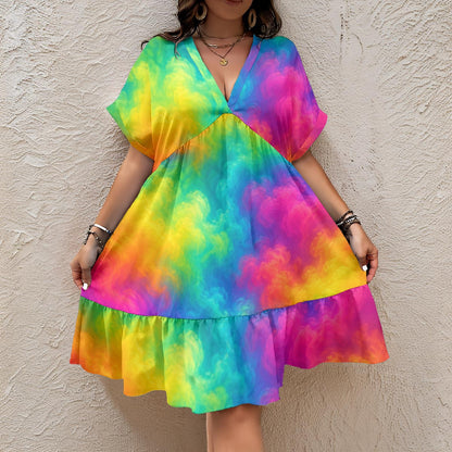 Women’s Floral V-Neck Short Sleeve Dress